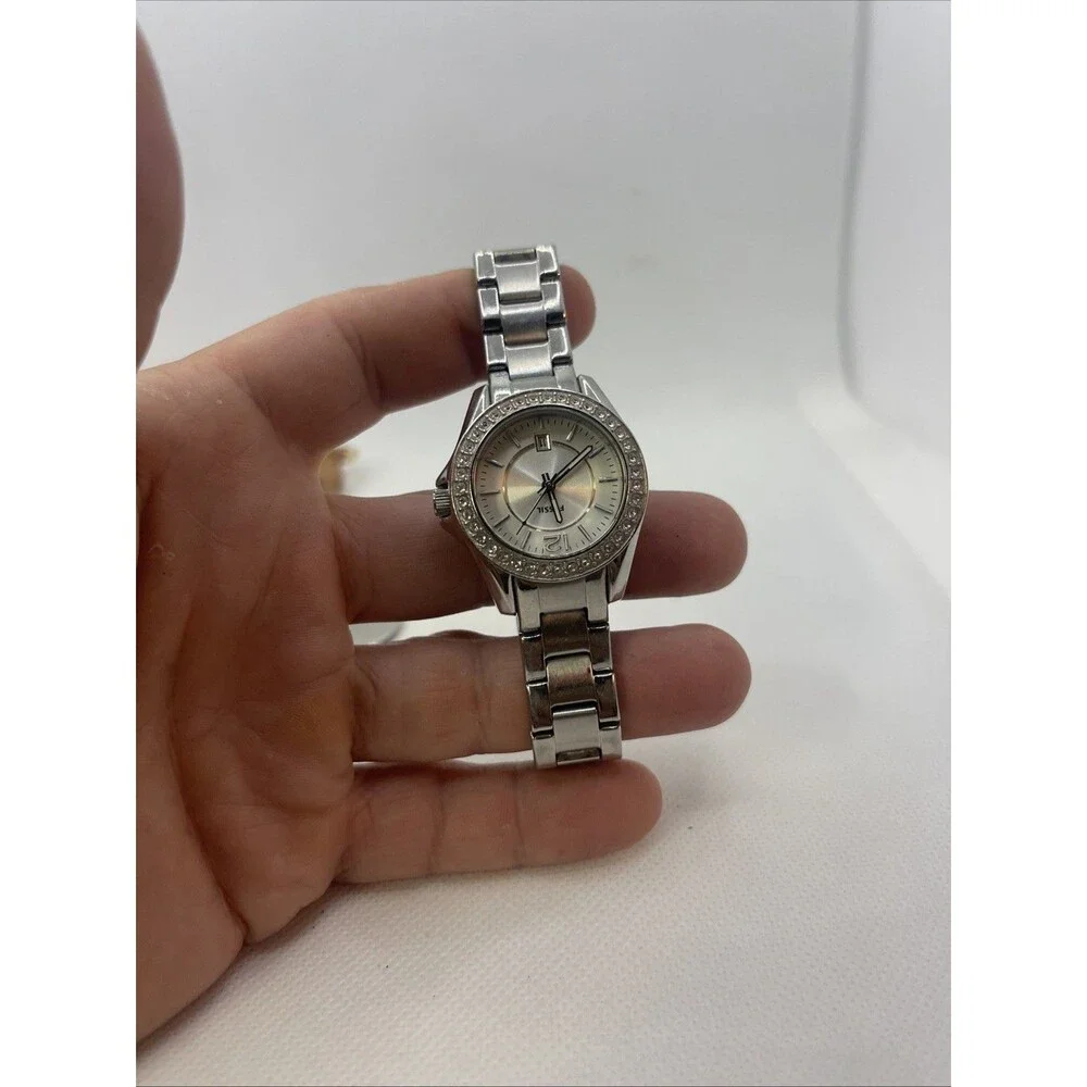 Fossil Riley ES2879 Women's Silver Stainless Steel Analog Dial Quartz Watch 7” &